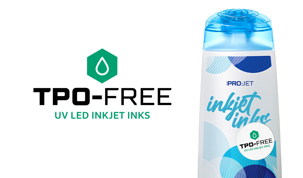 TPO free ink logo and white stamp on bottle